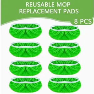 8 Washable Microfiber Mop Pads - Durable, Easy to Install, Reusable, Machine Washable - Perfect for Wet or Dry Mop Floor Cleaning, Household Cleaning Item for Creating A Shiny Home tiktokshopspringglowup