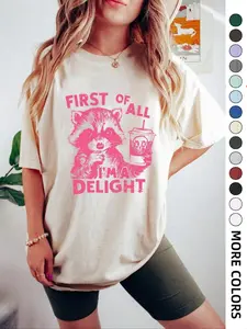 Women's Animal & Letter Print Drop Shoulder Tee, Casual Half Sleeve Round Neck T-shirt for Summer, Women's Casual Fashionable Top for Daily Wear, Casual Everyday Tops