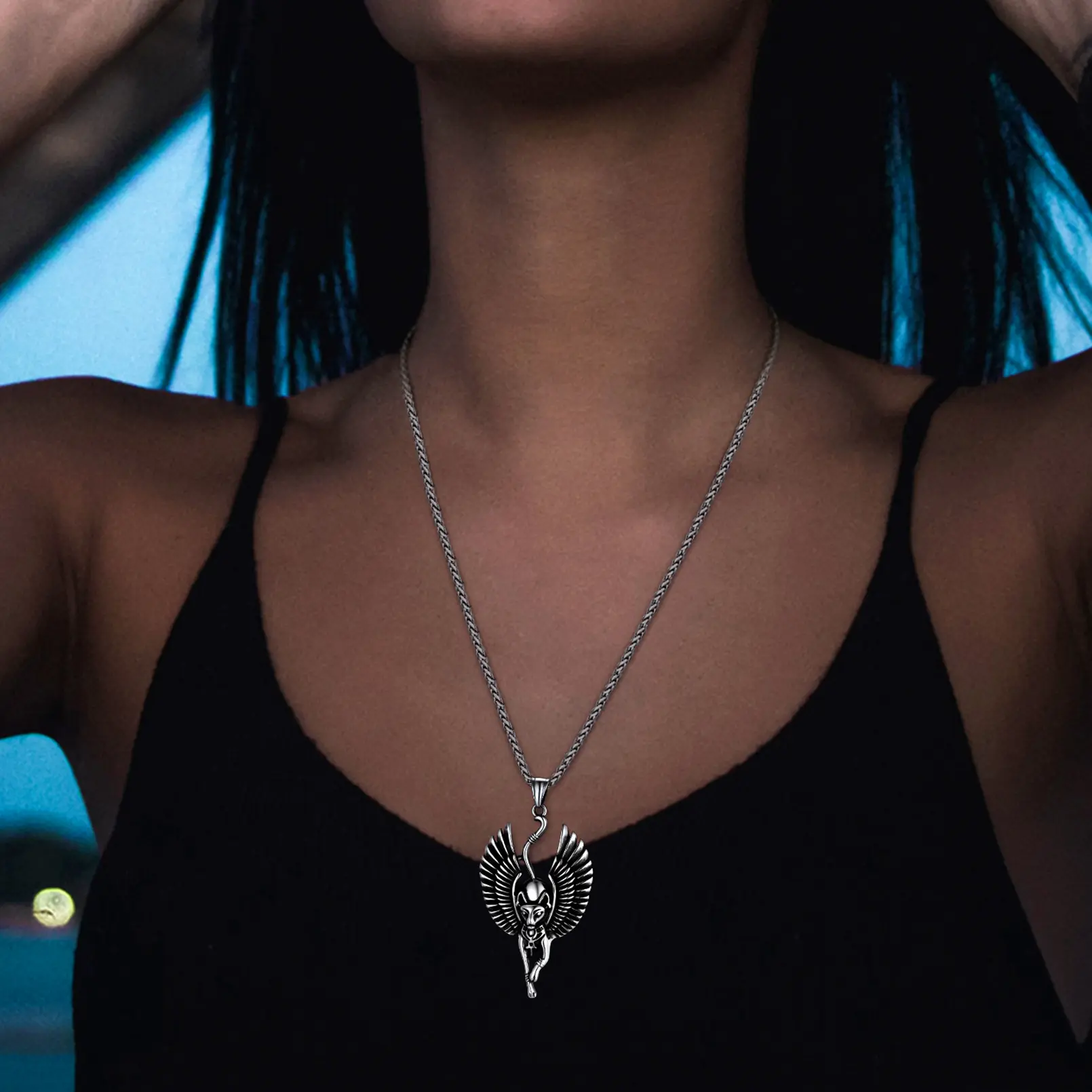 FaithHeart Ancient Egyptian Jewelry Bastet Pendant Necklacefor Men Woman