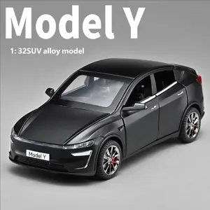New Tesla Model Y Alloy Car Replica, Collectible Toy Vehicle, Boys' Gift, 6 Doors, Sound Effects, Light Up, Push Button Steering Wheel