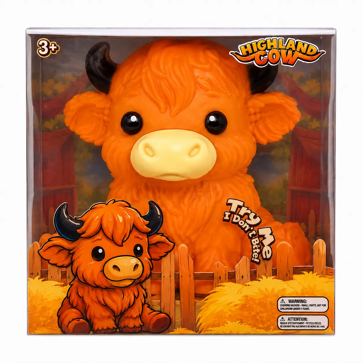 Highland Cow Squishy Toy – Slow Rising Sensory Squeeze Toy – Soft Stress Relief Fidget – Orange Farm Animal Gift