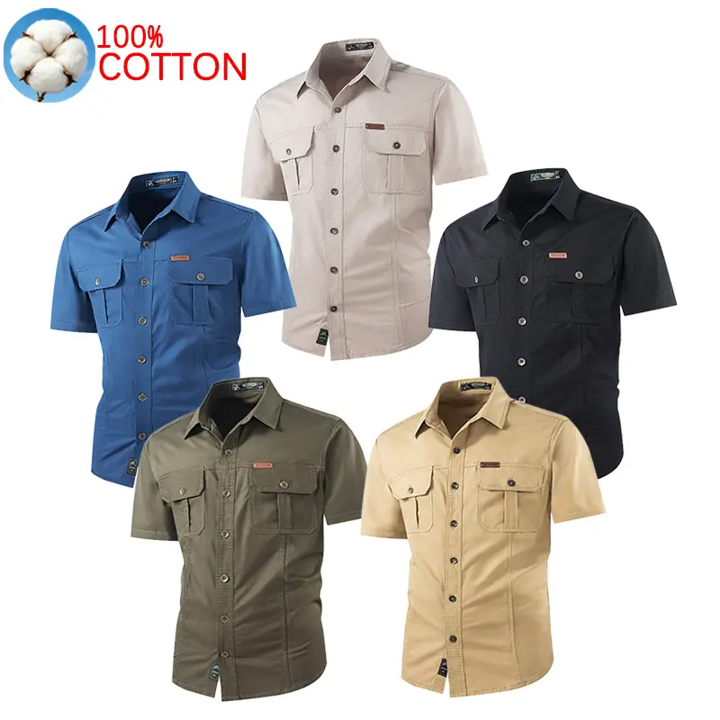 Men's Outdoor-Inspired Durable Short-Sleeve Shirt, Menswear Tops with Versatile Stitching, Functional Pockets - Ideal for Casual Days, Outdoor Adventures