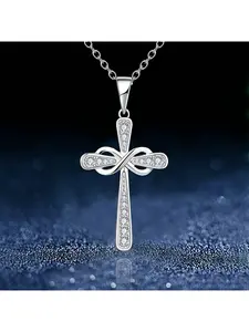 Cross Infinity 8 Shape Pendant Necklace Girls Birthday Festival Gift Jewelry