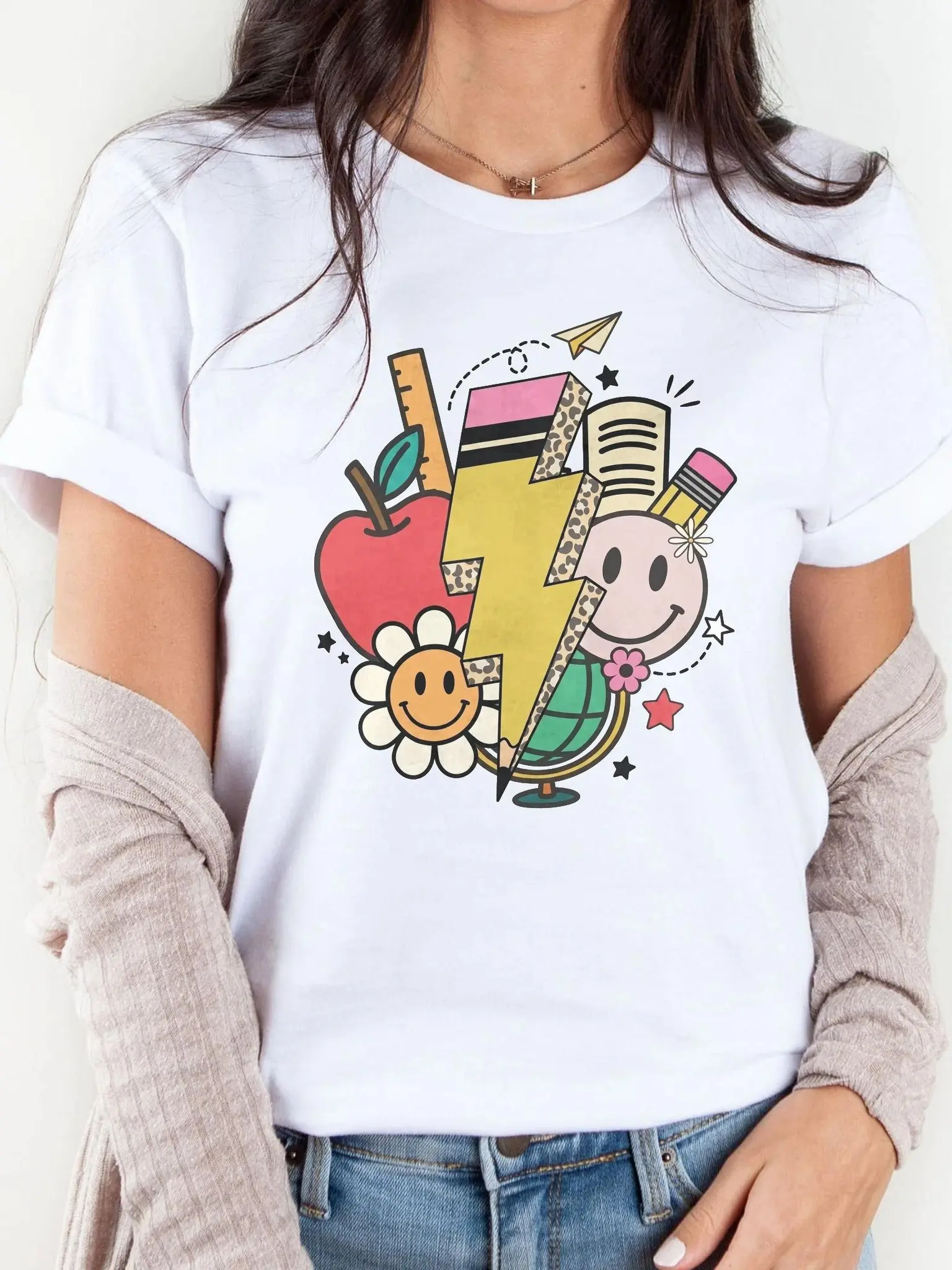 Women's Gildan G5000 Casual Short-Sleeve Graphic Comfy Cotton T-Shirt - Everyday Back to School Teacher Top