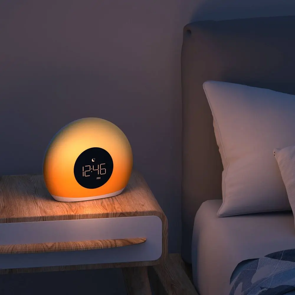 Moon Glow Alarm Table Clock with Color Changing Light - Capello: Digital Sunrise Clock for Bedroom Kids' Wake-Up Light