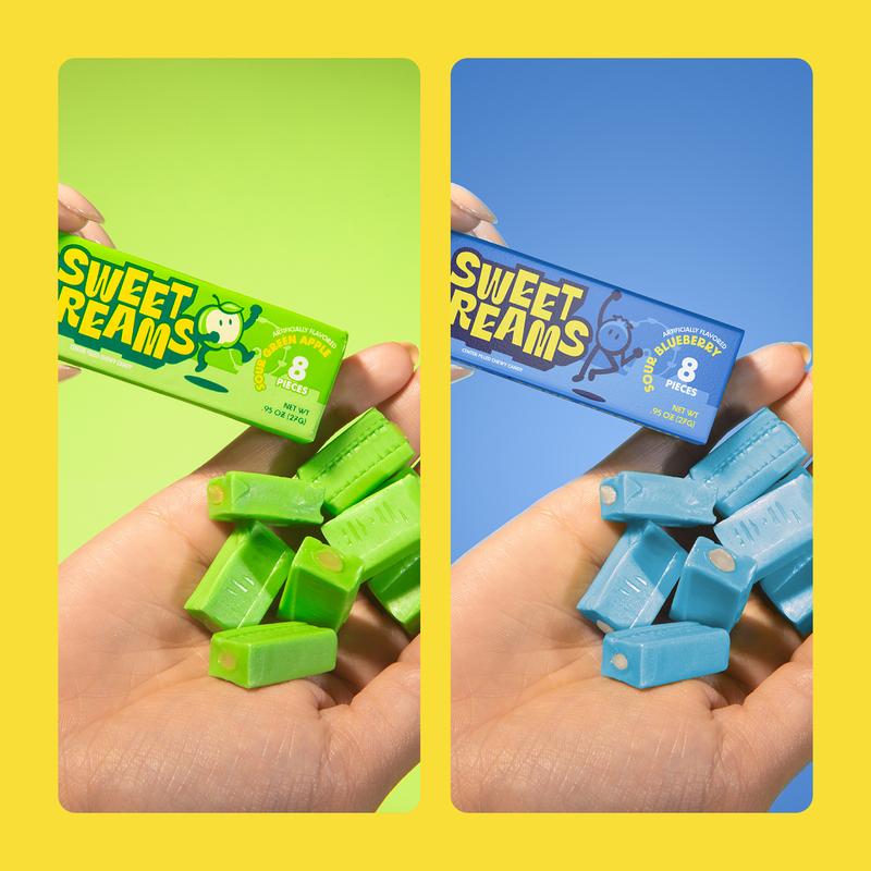 Sweet Dreams Center Filled Soft Chewy Candy Individually Wrapped, Gluten-Free Candies, Bulk Fruit Chews - Variety Pack 3 Sticks Per Bag, 8 Pieces Per Stick