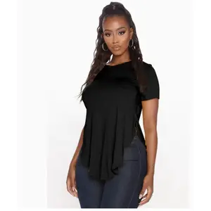 Short Sleeve Loose Fit T-Shirt, Side Slit Round Neck Casual Top, Comfortable Summer Wear, Women's Fashion Tee, Womenswear