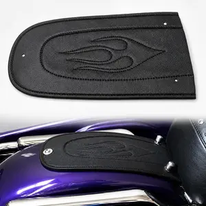Black Flame Stitch Rear Fender Bib Solo Seat Pad for Harley Touring Road King Road Glide Street Glide Electra Glide 1997–2016