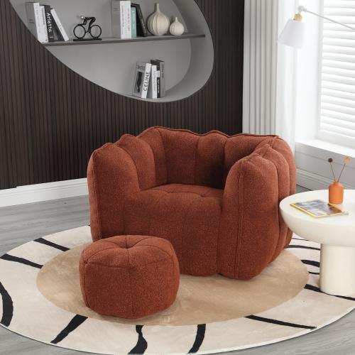 [Bellemave]Soft Bean Bag Chair with High Resilient Foam(Chips)for living room and bedroom,Comfortable Square Lazy Sofa with Footstool, Cover for Adults to Gaming, Reading, and Watching