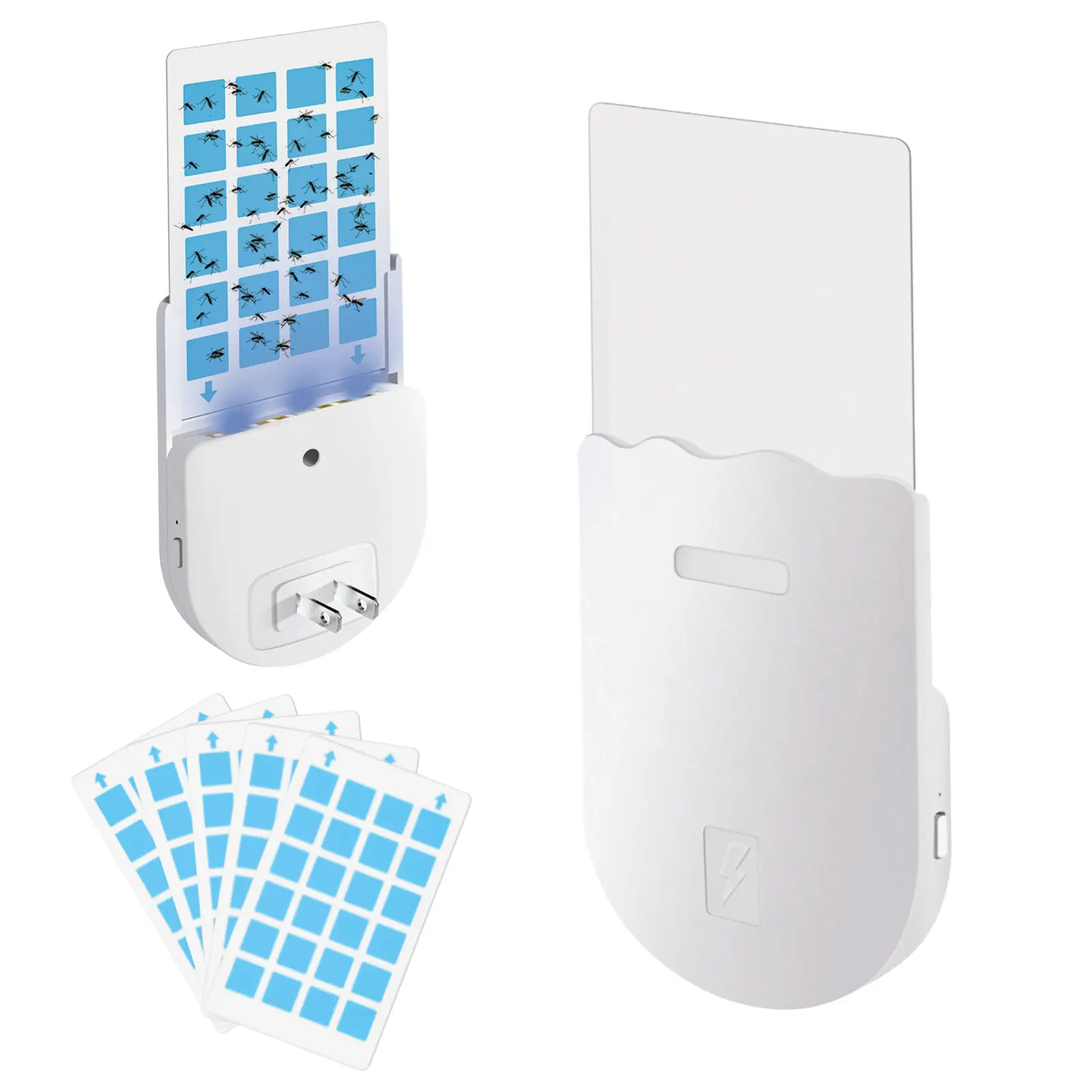 Flying Insect Trap for Indoor Use – Plug-in Bug Catcher with 5 Refill Cartridges & Blue/UV Light Technology – Mess-Free Solution for Gnats, Fruit Flies, House Flies