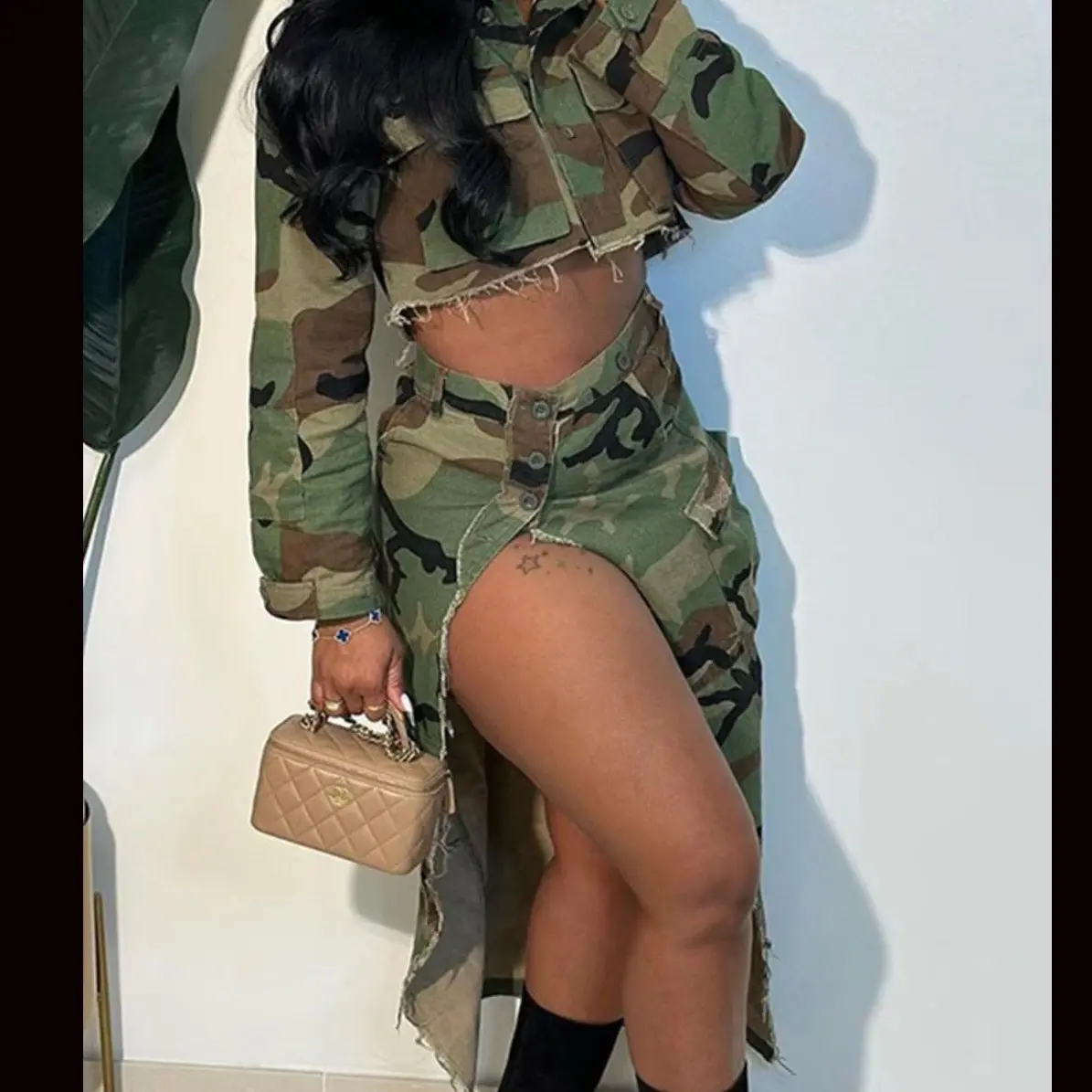 Camo crop jacket