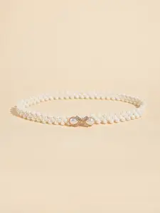 Sparkling Rhinestone Pearl Waist Chain Elastic Belt for Women, Cute Versatile Accessory for Dresses and Pants, Ideal for Daily Wear and Parties, Rhinestone Decorated Belt