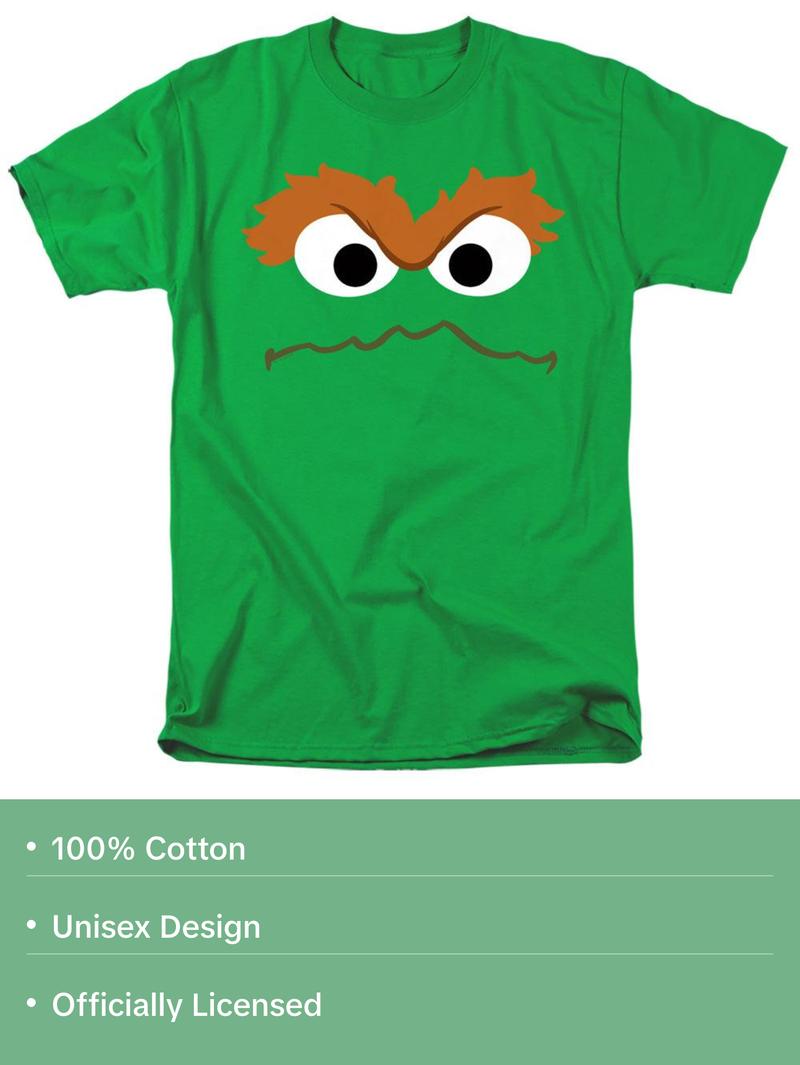 Oscar the Grouch Sesame Street Big Faces Halloween Costume Unisex Adult T-Shirts Oscar the Grouch Sesame Street Big Faces Halloween Costume Unisex Adult T-Shirts