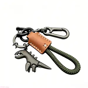 Leather Woven Rope Metal Lizard Keychain - Multifunctional Decor for Motorcycle & Car, Practical Accessory for Daily Use & Gift Giving