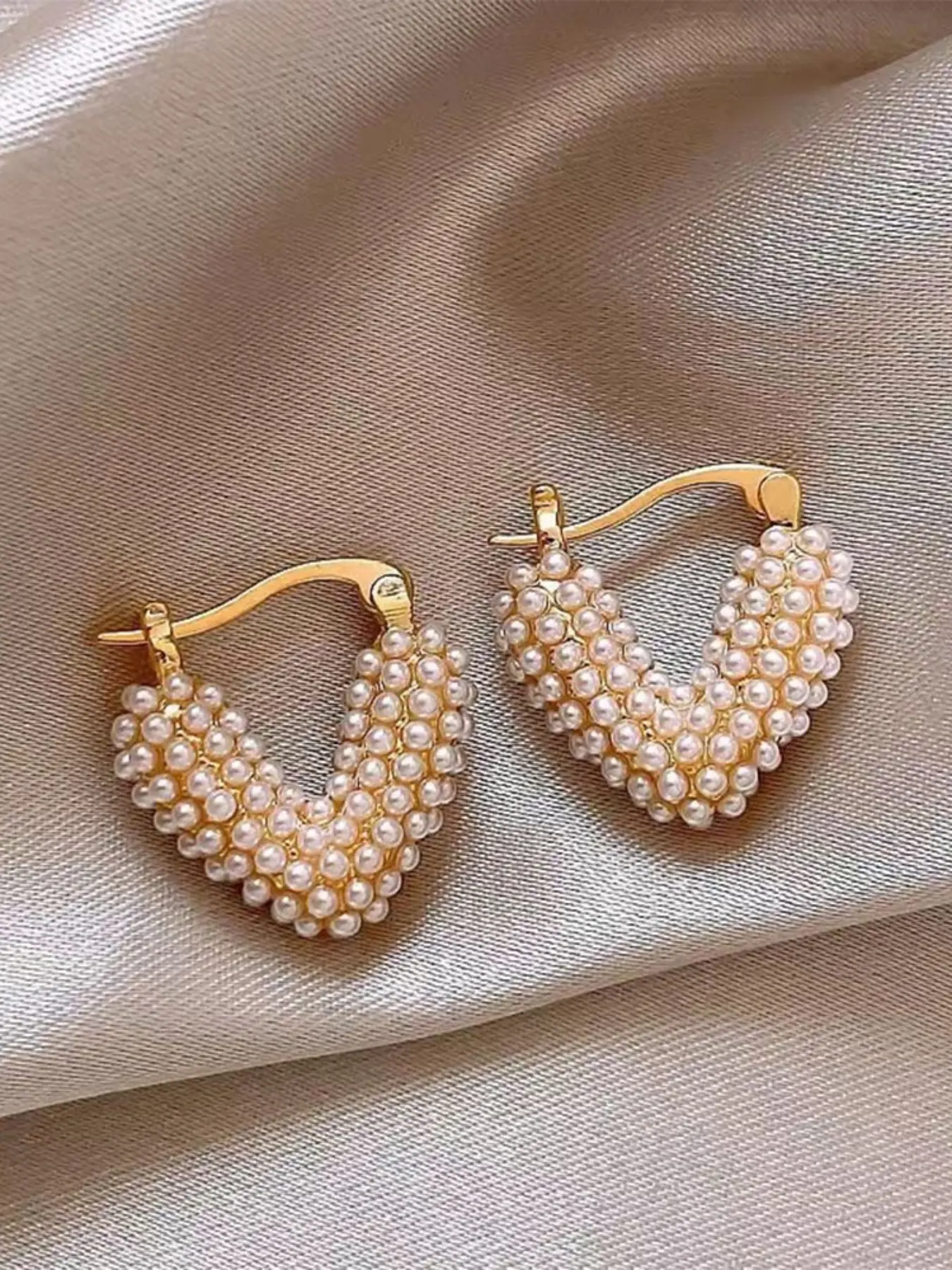 Elegant French Style Unique Geometric Rhinestone Glass Imitation Pearl Clip On Earrings, Fashionable and Gentle Design, Pair of Stylish Earings, Rhinestone Pearl Decorated, Earrings Jewelry