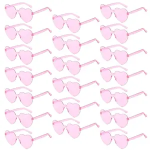 Heart-Shaped Frameless Fashion Glasses, 20-Piece Wedding Party Decorations, Rose, Festival Party Supplies, Perfect for Birthdays and Holidays