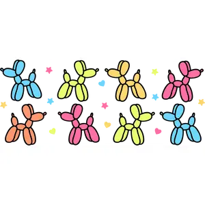 UV32 - Neon Balloon Dogs UV DTF Cup Wrap