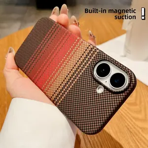 IPhone 17 Kevlar Carbon Brazing Pattern Suitable for Apple 16 Promax Phone Case Cover Built in Magnetic Attraction 15 Full Pack Hard