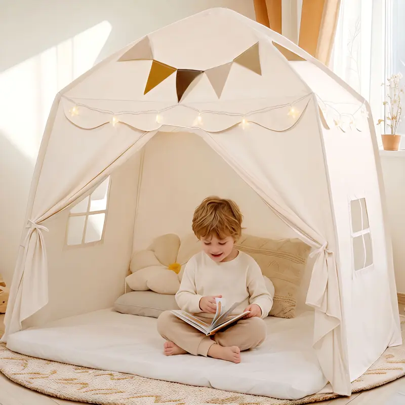 LITTLE DOVE Kids Play Tent with Star Lights & Flags, Portable Foldable Indoor Playhouse and Toddler Tent for Boys & Girls Ages 3+, Cozy Reading Nook, Back to School Study Space, Dome Tent for Playroom, Bedroom & Outdoor Use, #sohochic