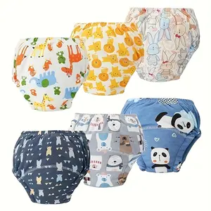Set of 6 Soft And Breathable Training Pants for Toddlers, Washable And Reusable, Designed for Potty Training. Made from Knit Fabric, They Are Leak-Proof And Can Be Used As Diaper Covers for