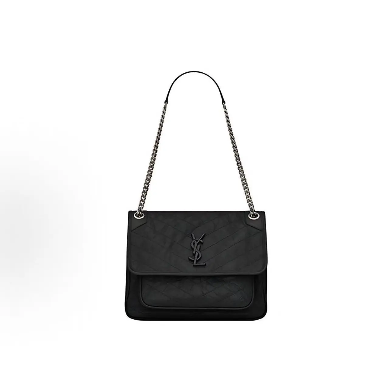 Pre-owned Yves Saint Laurent leurent Shoulder Bags Saint Laurent Calfskin Matelasse Niki Chain Satchel Black