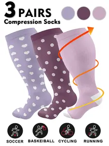 Plus Size Compression Support Socks for Men & Women, 20-30mmhg Wide Calf Booster Socks for Circulation, Running, Nurses, Pregnant Women