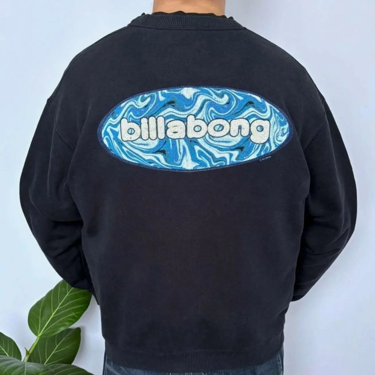 Men's Graphic Crewneck Sweatshirt, Military Green Vintage Back Print Pullover, Surf Skate Streetwear Casual Top M