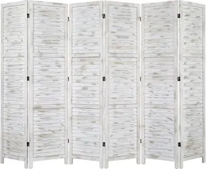 Bonnlo Wood Room Divider Privacy Screen, 5.9 Ft Tall Folding Partition Wall Divider, Indoor Freestanding Hinged Space Separator (Grey, 6 Panel)