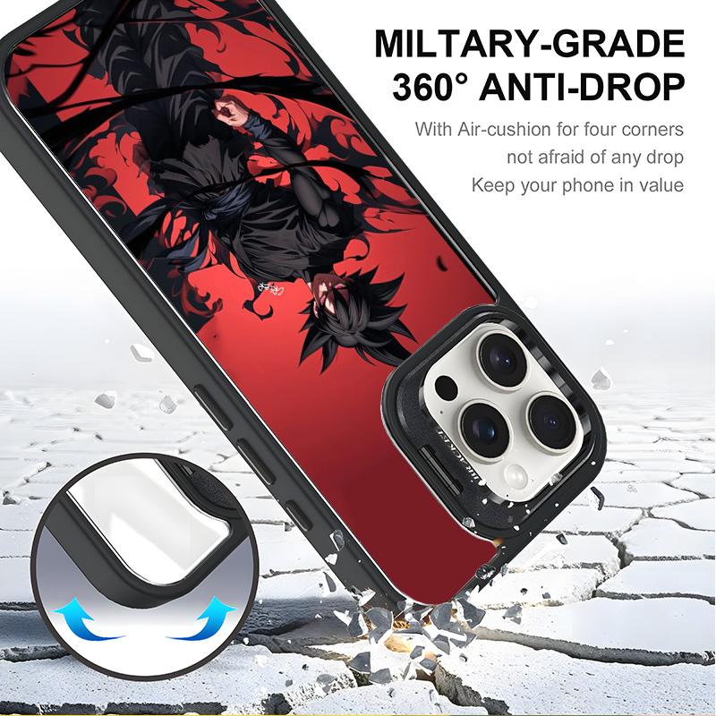 Anime Goku Black Phone Case For Samsung iphone 17/AIR 16 15 14 13 12 11 PRO PLUS MAX COOL Fashionable Tough Magnetic Durable Metal lens frame Film Bracket Stand Gift Full Protection Camera Holder Phone Cases Cover 11X-L1102