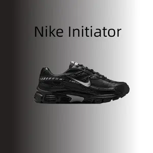 Nike Initiator Slip Resistant Abrasion Resistant Low Top Casual City Commuting Running Shoes Men's Black Comfortable-IB4595-001