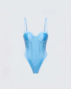 Cinderella Blue Mesh Detachable Strap Bodysuit
