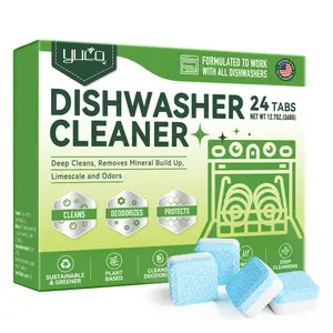 YCUO Dishwasher Cleaner and Deodorizer Tablets - 24 Pack,Deep Cleaning,Natural Formula,Effective Limescale & Odor Removal,Calcium,Scale,Hard Water Stains,Oil,Compatible with All Models