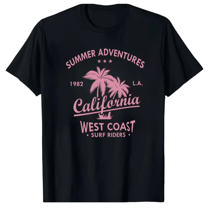 Retro California Graphic Tee Women Summer Vacation Palm Tree Shirt
