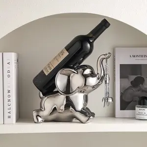 Luxury Silver Elephant Wine Rack - Cute Animal Wine Bottle Holder