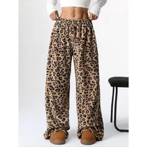 Women'sLeopardPrintBowDecorWideLegPants,CasualFitComfyTrousersforDailyWear,Ladies?LooseBottomsforFall&Winter,TrousersforWomen,PantsforWomen,?OversizedWomenswear