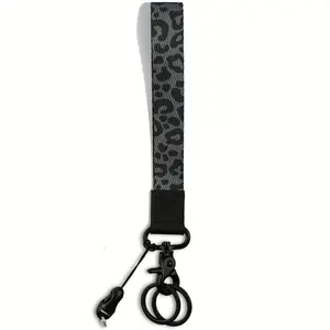 Mobile Phone Lanyard Fashion Wrist Black Leopard Strap Keychain Lanyard for Wallet Keys Keychain Hanging Rope Cell Phone Strap