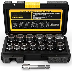 Impact Bolt & Nut Remover Set,14 Pieces Bolt Extractor Tool Set, 3/8" Drive Impact Bolt & Nut Remover Socket Tool Kit, Stripped For Damaged, Frozen, Studs, Rusted, Nuts & Screws, Tools Gifts for Men