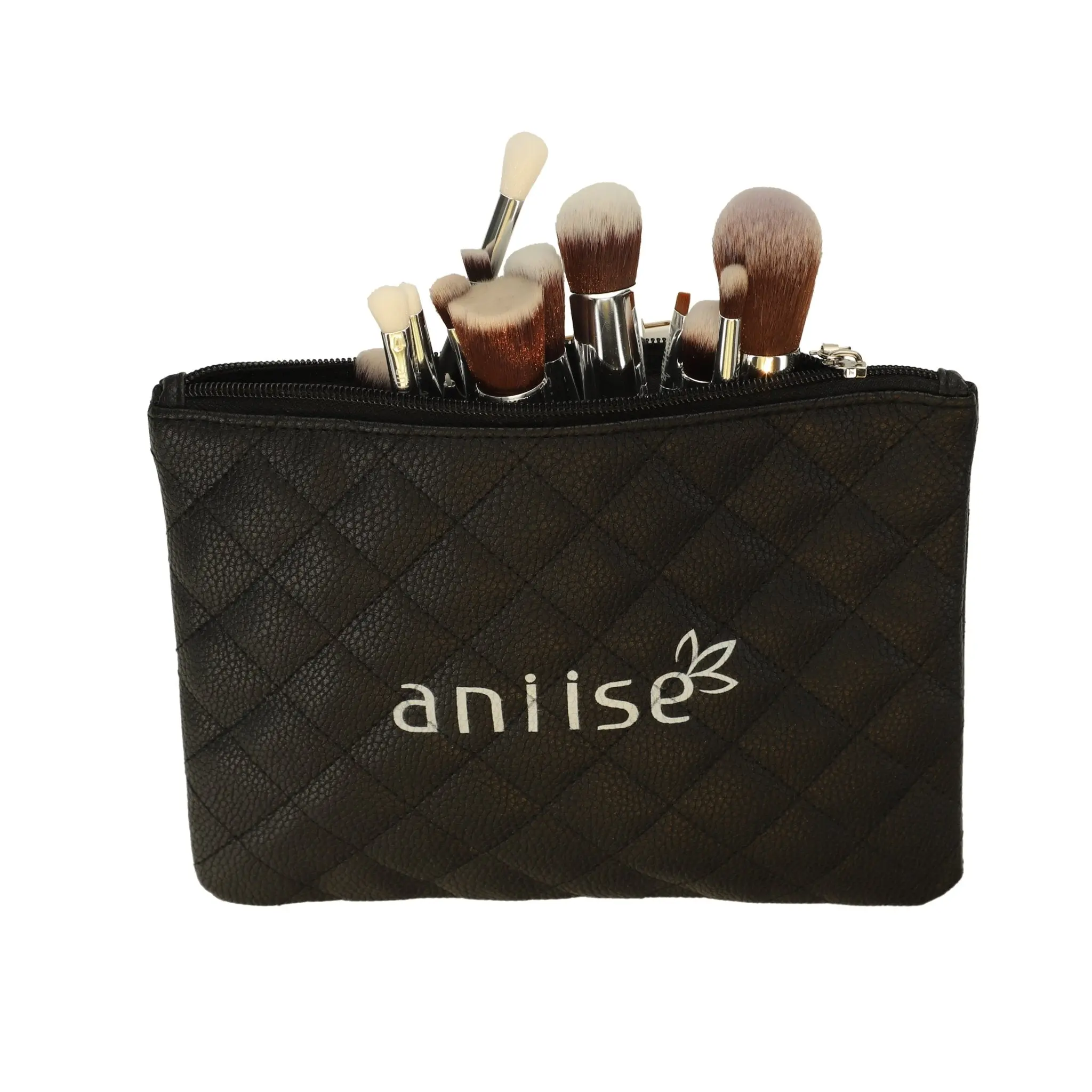 15-Piece Professional Makeup Brush Set for Glamorous Looks, High Quality Kit with Vegan Synthetic Bristles, Pink with Black Components & Faux Leather Case, Face Makeup, Everyday, High Quality Brush Sets & Kits, Spoolie Style Brush Sets & Kits