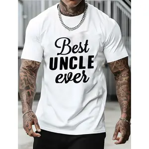 Men's Cotton T-shirt with Best Uncle Ever Graphic and Bold Print