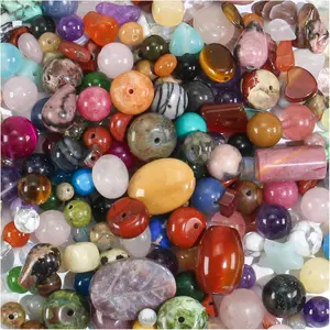Beads for  Making, Mixed Bulk  Assorted Stone Beads for Crafts Bracelets Earrings Necklace, Semi Precious   Assortment Beads for Adults Women (0.5, Pounds)