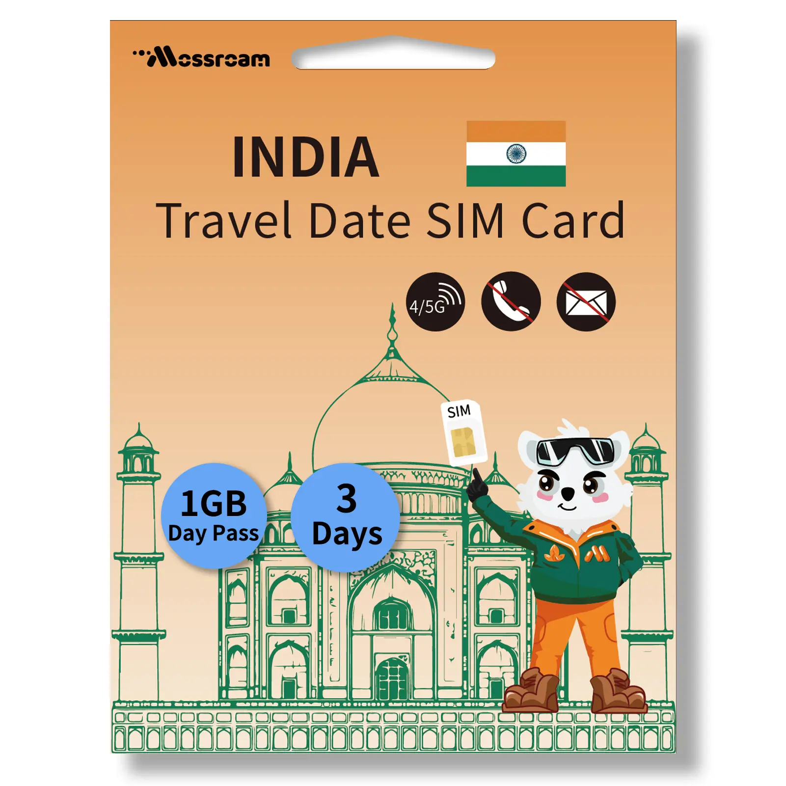 India Travel SIM - 1-2GB 5G/4G LTE Data,3-30 Days - Instant Activation,No Roaming Fees - Prepaid Plan for Tourists & Business Travelers