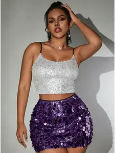 Christmas New Arrival, 2026 New Style Sexy Glitter Sequin Mini Skirt for Holiday Parties Christmas & Halloween Hottie Clubwear, Dance clothing Style, Multi-layer Sequin Slim-Fit Bodycon Mini Skirt, Perfect for Halloween, Christmas
