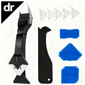 11-Piece Set of 3-in-1 Silicone Caulking Tools with Stainless Steel Head for Kitchen, Bathroom, and Windows-11