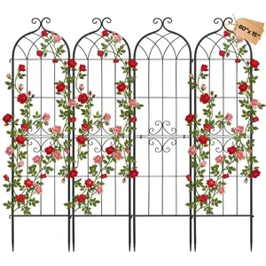 VEVOR Garden Trellis, 60x 15 inch Rose Trellis, 4 Packs Garden Flower Rose Trellises with Powder-Coated Finish Convenient Locking Design, Plant Support Trellises for Flowers, Vegetables, Roses