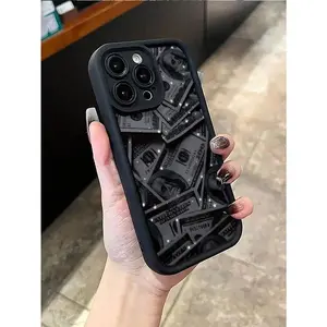 Money 1pc Black Starry Dollar Pattern Shockproof Phone Case, Suitable For IPhone17/IPhone17 Air/IPhone17 Pro/IPhone17 Pro Max/16 Pro Max/15 Pro Max/14 Pro Max/13 Pro Max/12 Pro Max/11 Pro Max, Soft Shock-Resistant Full-Coverage Phone Case