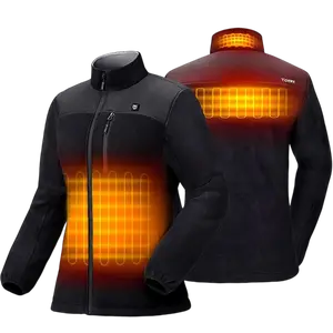 【Limited Size Clearance】TIDEWE Women's Heated Jacket Fleece with 10000mAh Battery Pack Rechargeable Smart Temperature Control for Hunting Camo Black Size S-XXL