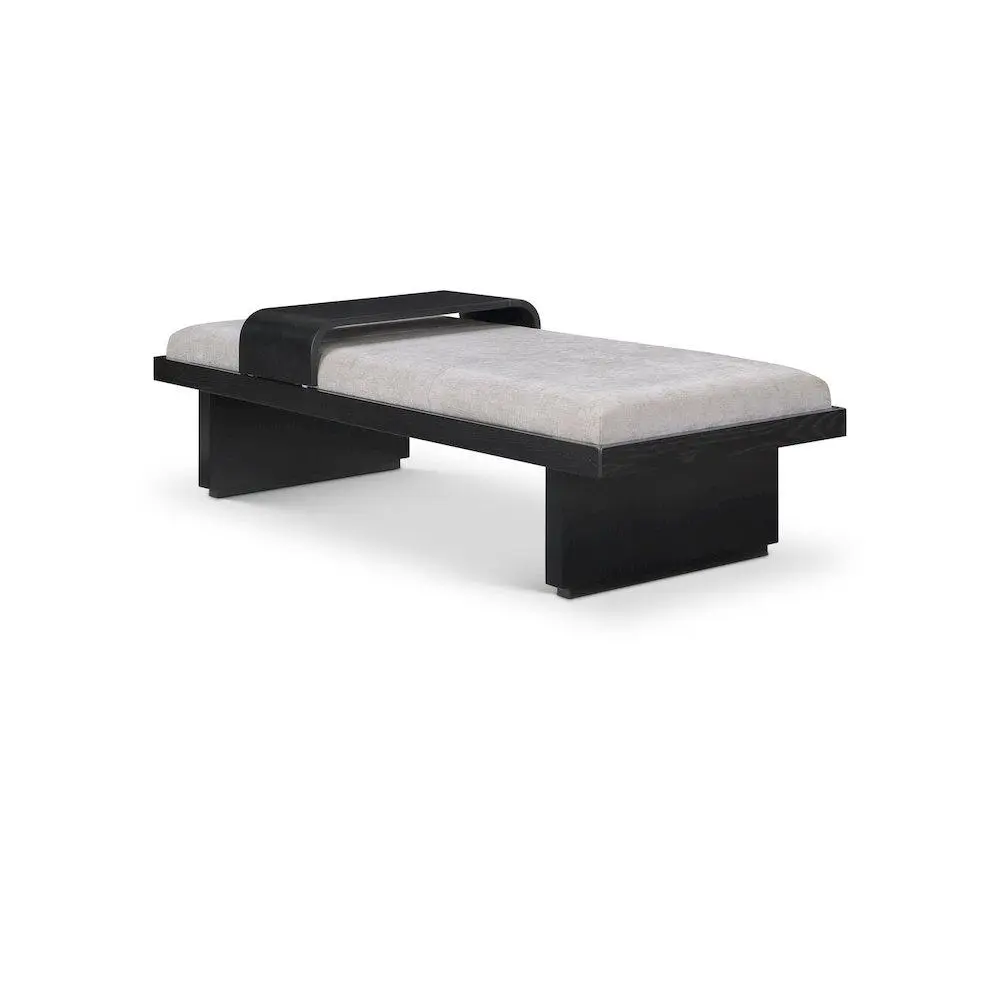 Arlington Light Grey Rectangular Chenille Fabric Bench - Cozy Single-Seat Indoor Furniture with Solid Wood Base, Sliding Tray, and Durability for Home Use