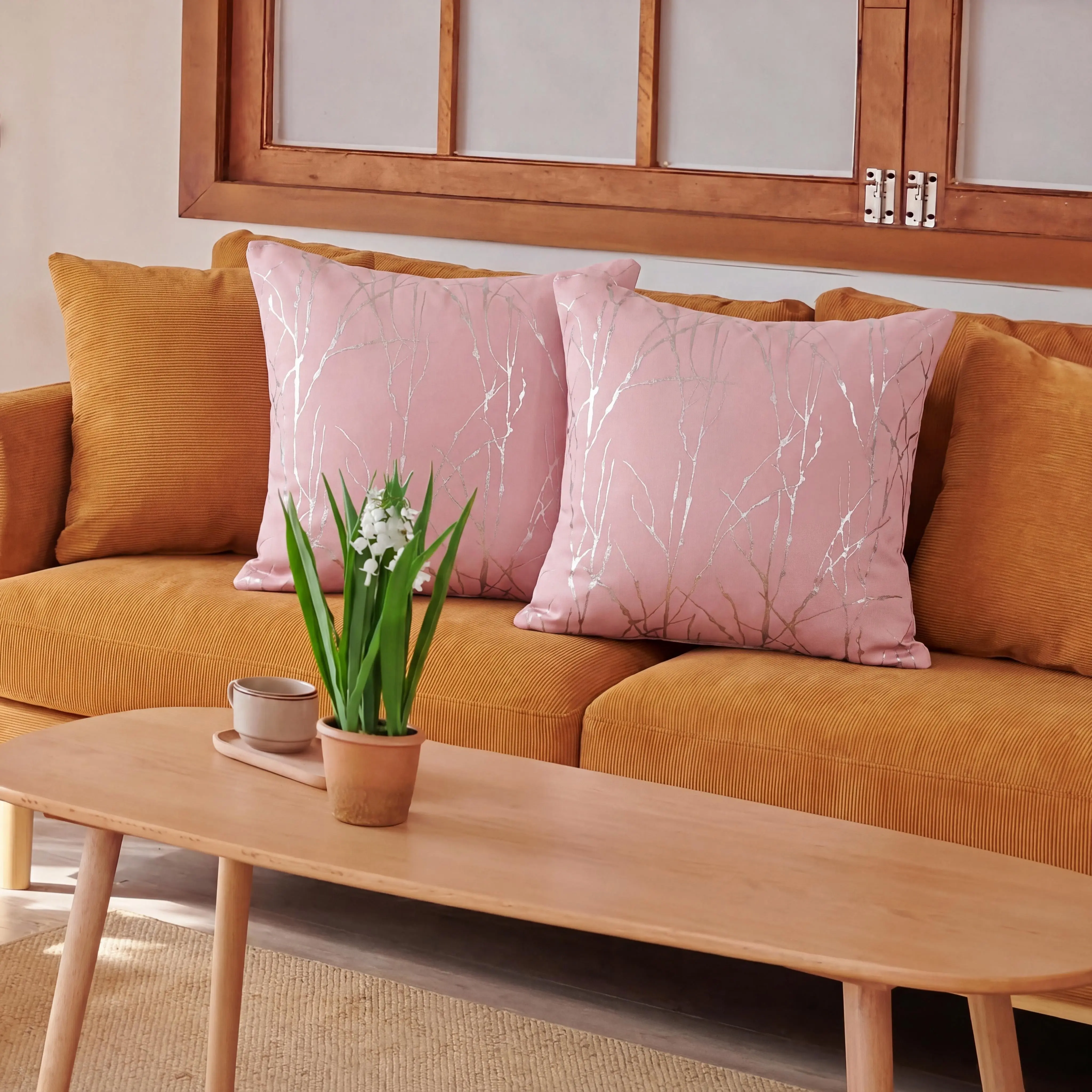 2-Pack Decorative Cushion Covers, 18x18in Polyester Light-Blocking Fabric with Offset-Printed Branch & 3D Design, Enhance Your Home Decor & Boost Home Decor Aesthetics for Living Rooms, Bedrooms (FT24791)