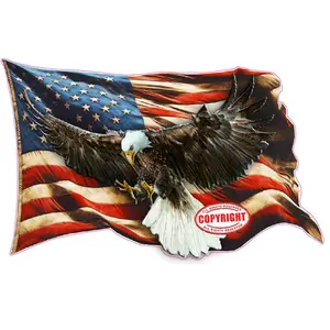Bald Eagle American Flag Decal - Worn Design Decor Decorative