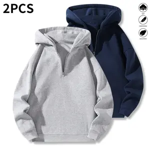 Pack of 2 Men's Fashion Hoodies - Casual Sports Polyester Fleece Jackets, Machine Washable, Comfortable for Autumn and Winter, Autumn and Winter Apparel Suitable for the Autumn and Winter Seasons, Warm and Cozy